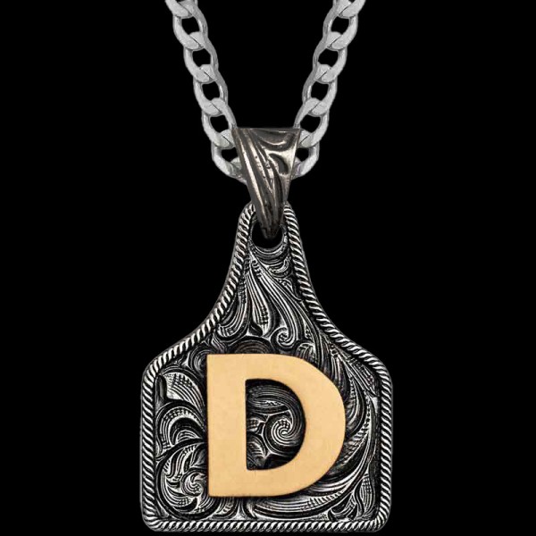 Medium Initial Cow Tag Necklace 